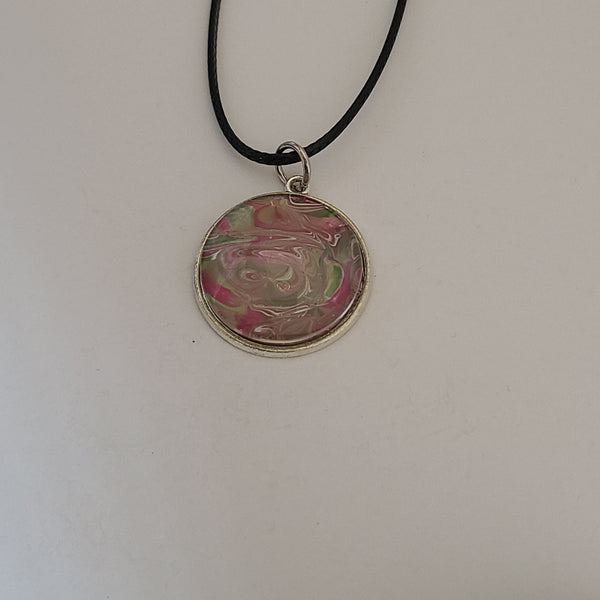 Pink, Green, and White Round Pendant