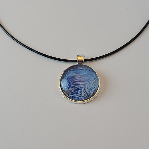 Blue and Silver Round Pendant