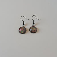 Red, Green, and Tan Earrings