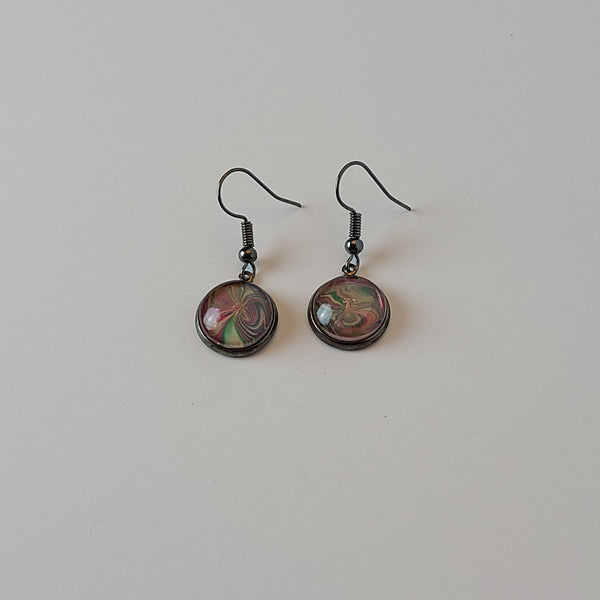 Red, Green, and Tan Earrings
