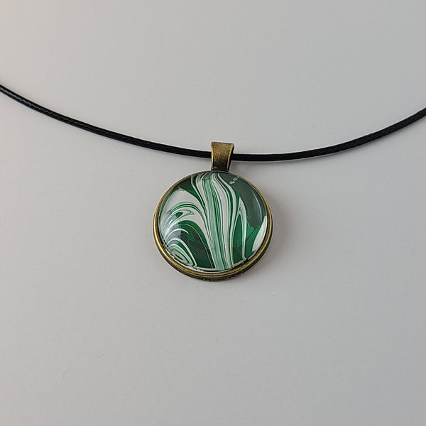Green and White Round Pendant