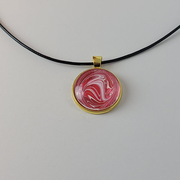 Red and White Round Pendant