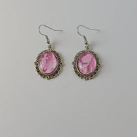 Bright Pink and White Earrings