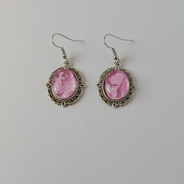 Bright Pink and White Earrings