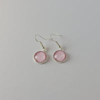 Pale Pink, White, and Glitter Earrings