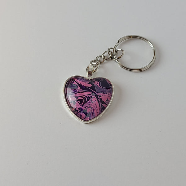 Pink, Purple, and Grey Heart-Shaped Key Chain