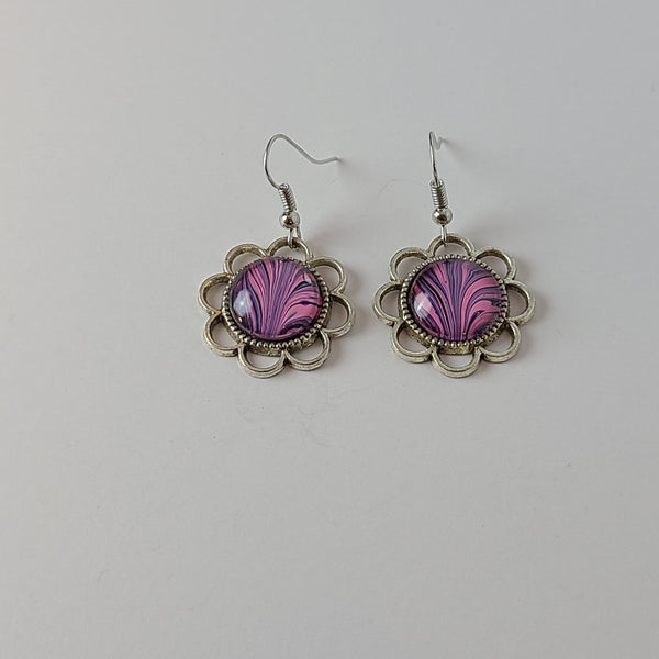 Pink, Purple, and Grey Earrings