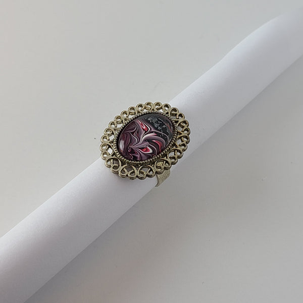 Pink, Black, and White Ring