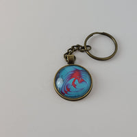 Blue, Pink, and Purple Round Key Chain