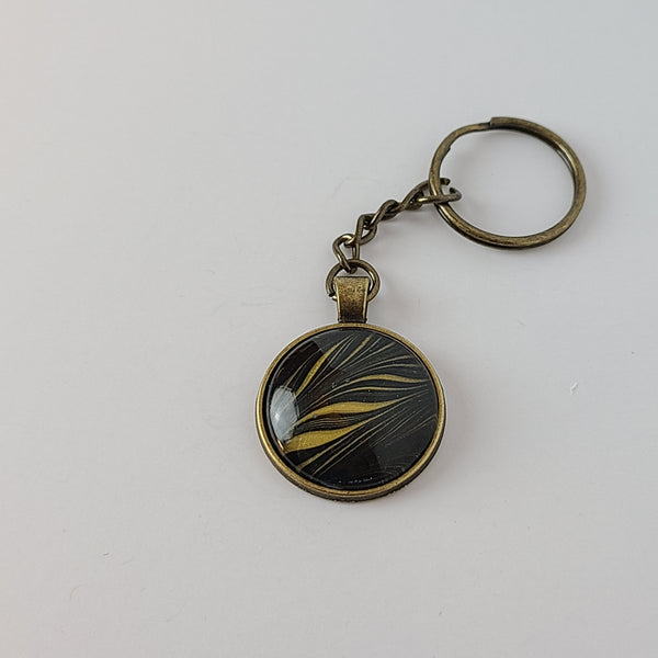 Black and Gold Round Key Chain