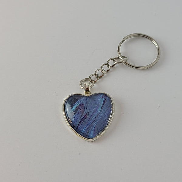 Blue, Purple, and Grey Heart-Shaped Key Chain