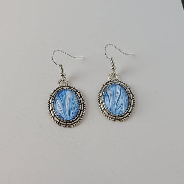 Blue and White Earrings