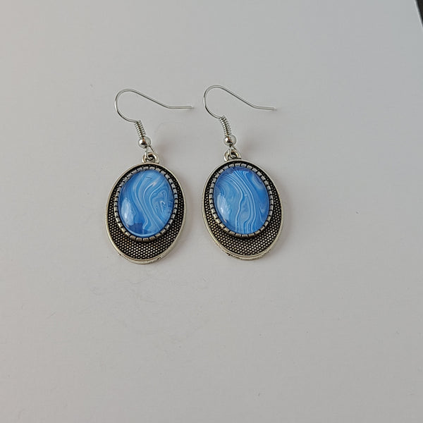 Blue and White Earrings