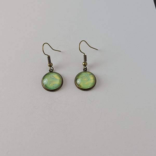 Blue, Green, and Yellow Earrings