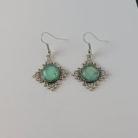 Blue, Green, and Yellow Earrings