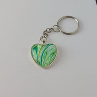 Light Green and White Heart-Shaped Key Chain