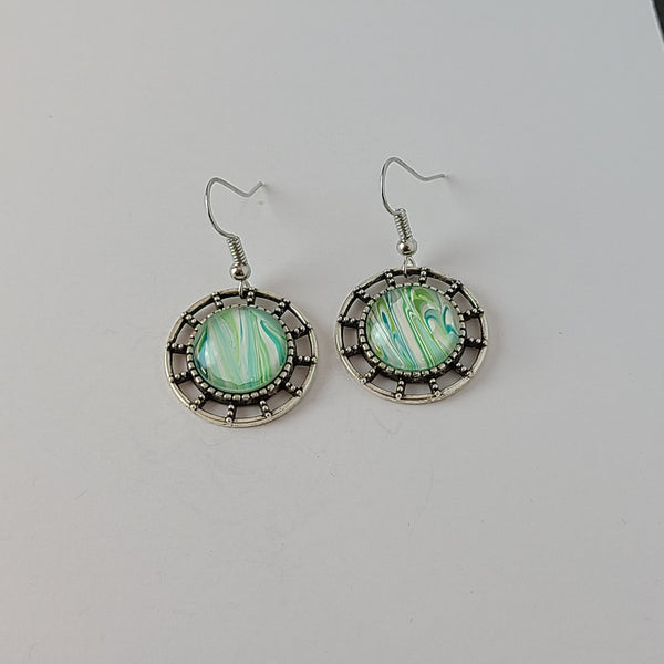 Light Green and White Earrings