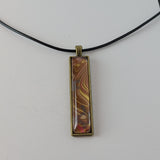 Red, Tan, and Gold Rectangular Pendant
