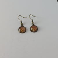 Red, Tan, and Gold Earrings