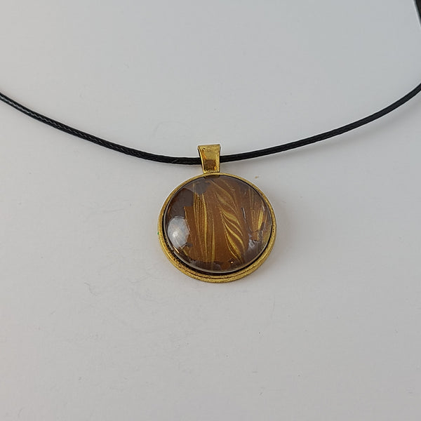 Brown and Gold Round Pendant
