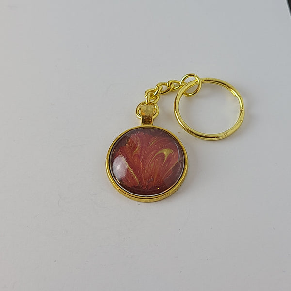 Red and Gold Round Key Chain
