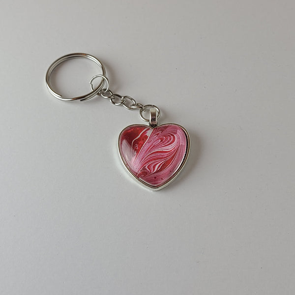 Red, Pink, and Glitter Heart-Shaped Key Chain