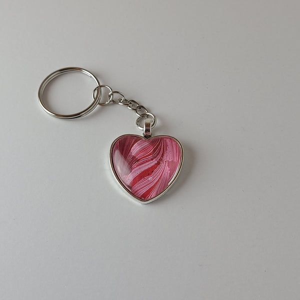 Red, Pink, and Glitter Heart-Shaped Key Chain