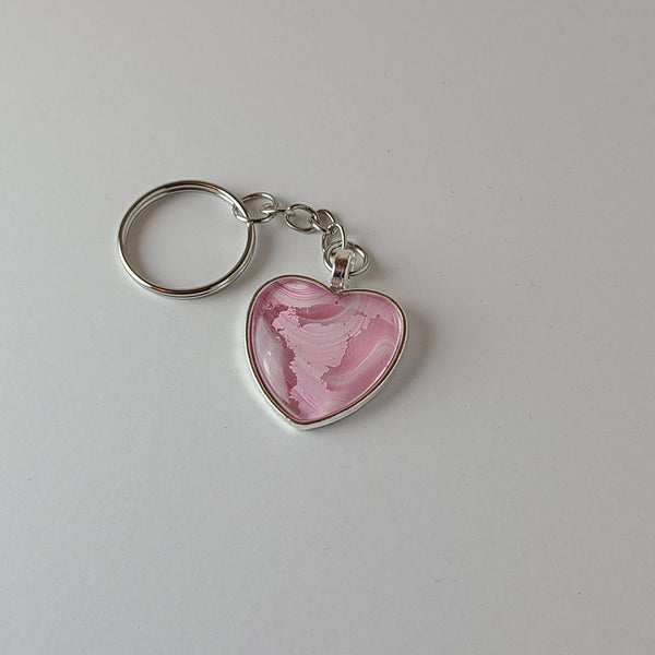 Pink and White Heart-Shaped Key Chain