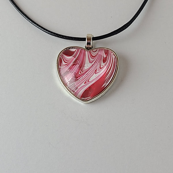 Red and White Heart-Shaped Pendant