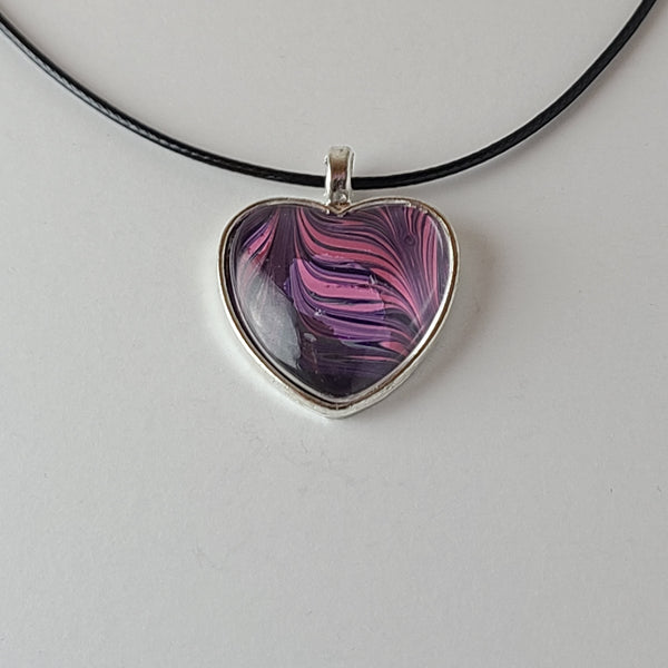 Pink, Purple, and Grey Heart-Shaped Pendant