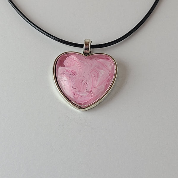 Pink and White Heart-Shaped Pendant