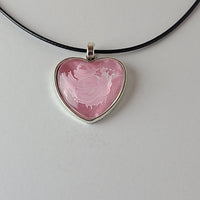 Pink and White Heart-Shaped Pendant