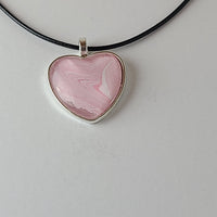 Pink, White, and Glitter Heart-Shaped Pendant