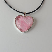 Pink, White, and Glitter Heart-Shaped Pendant