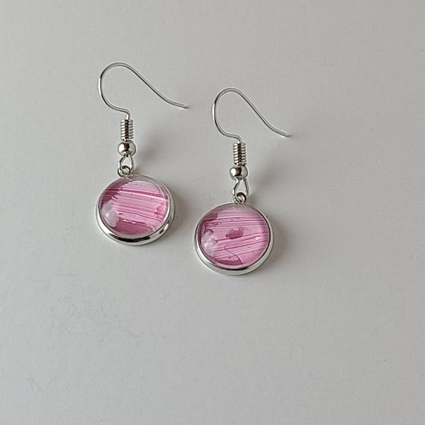 Bright Pink and White Earrings