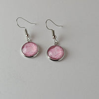 Pink and White Earrings