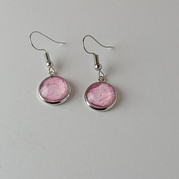 Pink and White Earrings