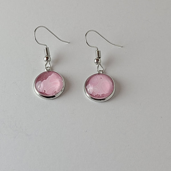 Pink and White Earrings