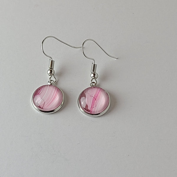 Pink and White Earrings