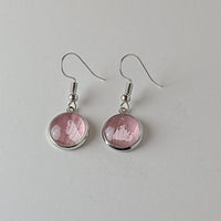 Pale Pink, White, and Glitter Earrings