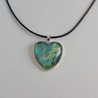 Blue, Green, and Yellow Heart-Shaped Pendant