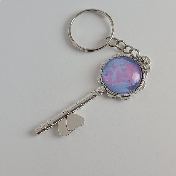 Blue, Pink, and Purple Key-Shaped Key Chain