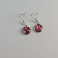 Pink, Black, and White Earrings