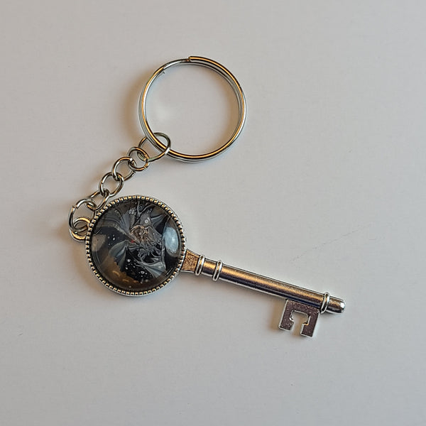 Black and White Key-Shaped Key Chain