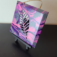 Pink, Purple, and Grey Art Wood
