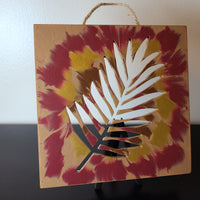 Red, Tan, and Gold Art Wood