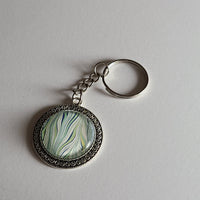 Blue, Green, and Yellow Round Key Chain