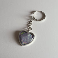 Grey and Multi-Colored Heart-Shaped Key Chain