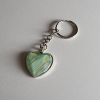 Blue, Green, and Yellow Heart-Shaped Key Chain