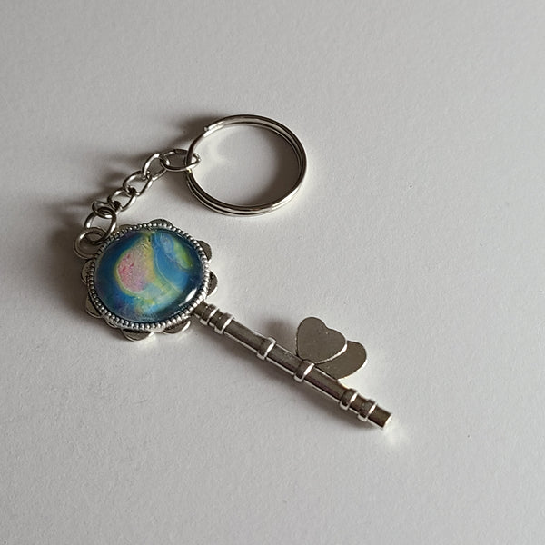 Rainbow Key-Shaped Key Chain